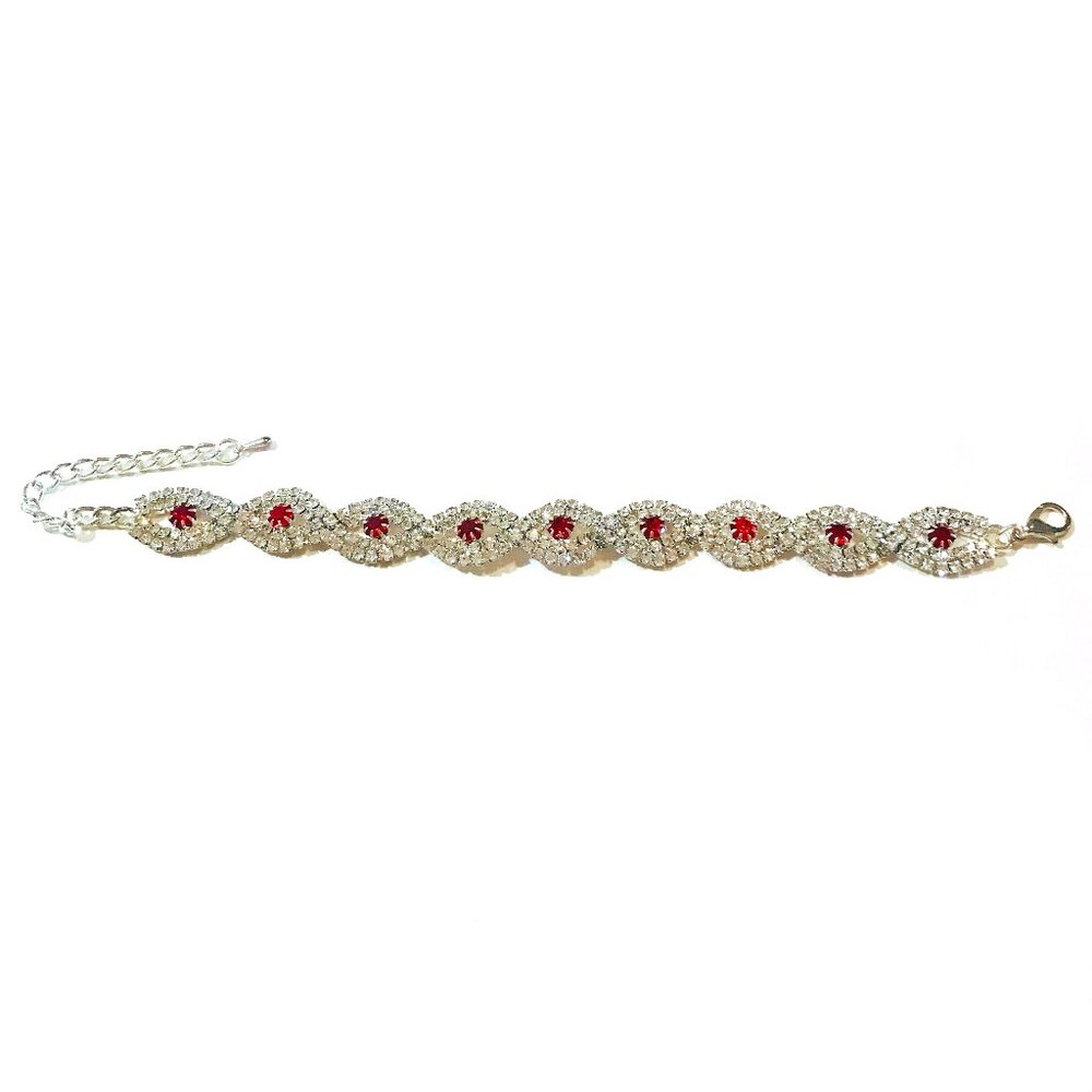 Red And Silver Diamond Bracelet